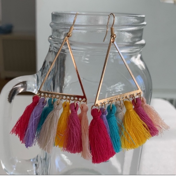 Tassel Fringe Gold Earrings - Picture 3 of 3